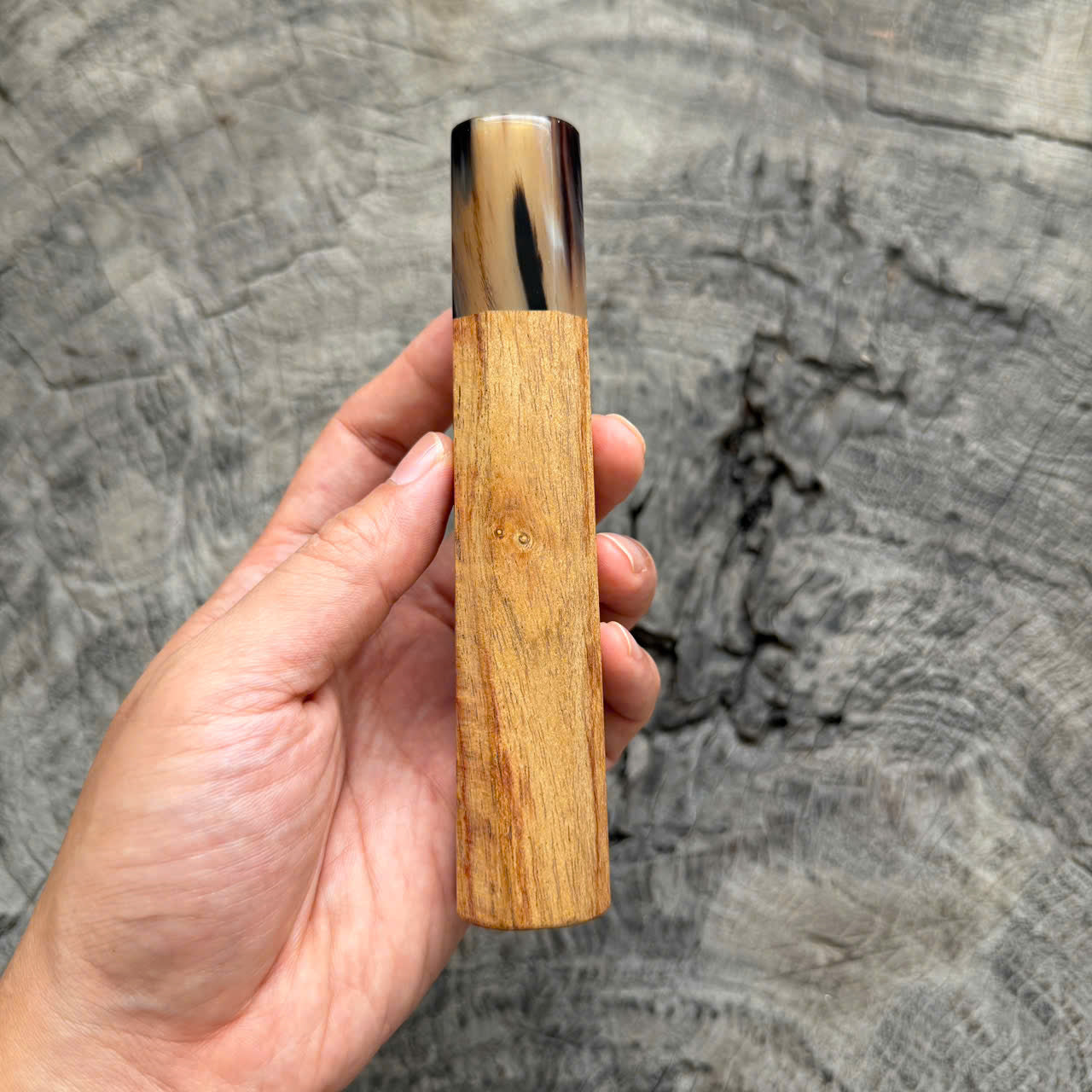 I -15 Huanghuali wood Wa handle, Marble horn ferrule, 145 mm handle