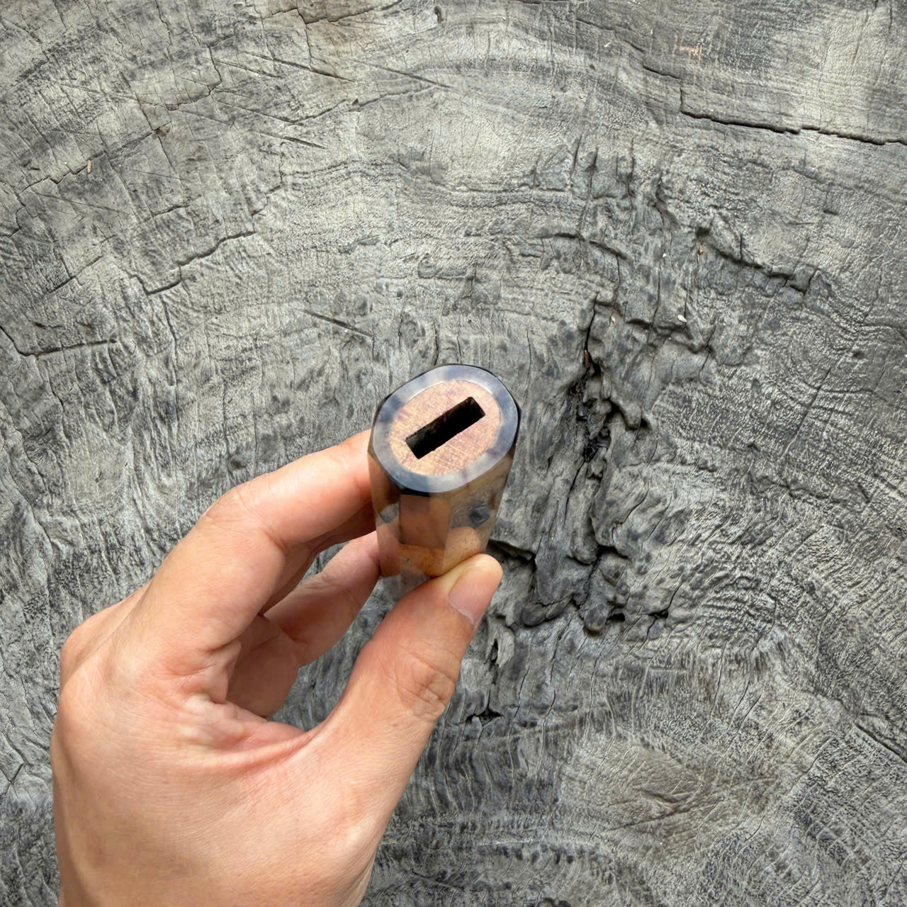 I -15 Huanghuali wood Wa handle, Marble horn ferrule, 145 mm handle
