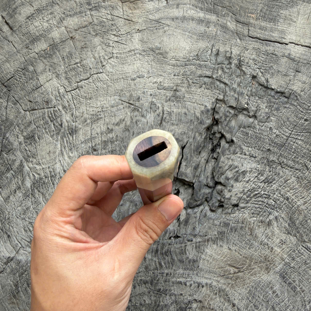 I - Beautiful Viet Rosewood Purple Burl Wa handle , Ivory Horn ferrule, 140mm handle