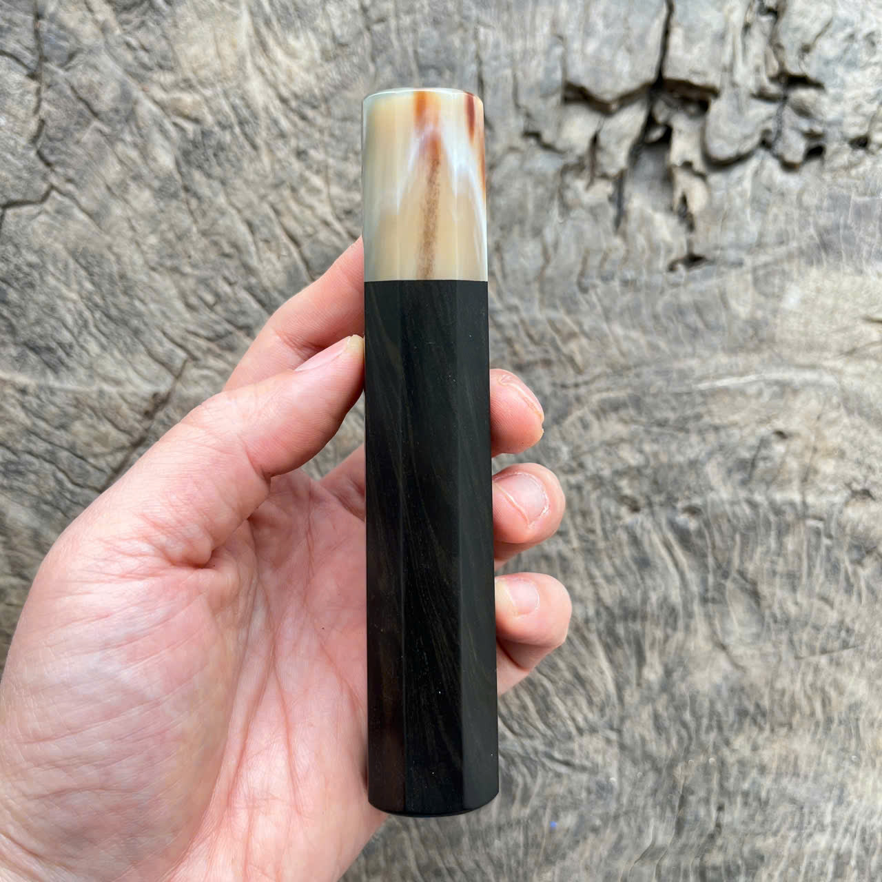 I- 18 Ebony Wa handle, marble horn ferrule-  135mm