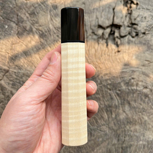 I - Curly sycamore Wa handle, Marble horn ferrule, black spacer - 145mm
