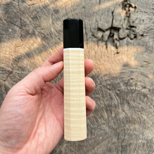 I -Curly sycamore Wa handle, Black horn ferrule, white spacer- 140mm