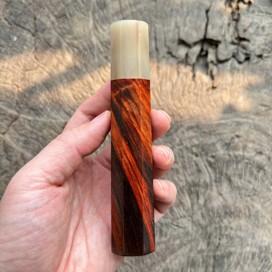 I- 6 Red black Siamese Rosewood Wa handle, marble horn ferrule-  135mm