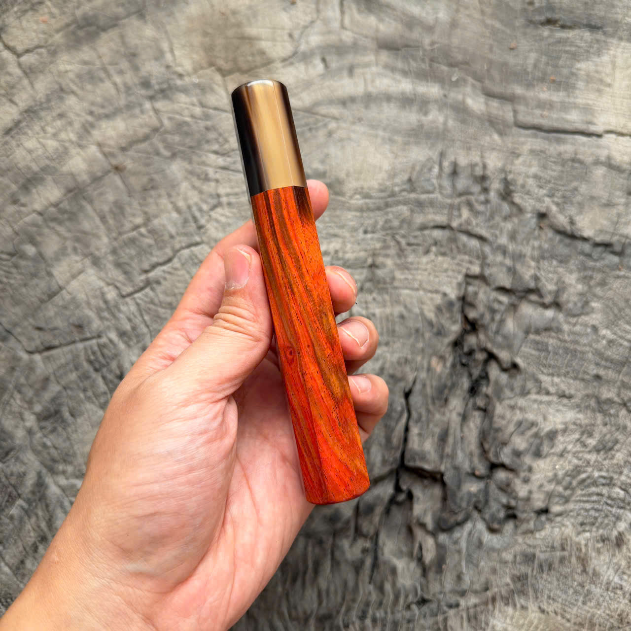 I - Orange Siamese Rosewood Wa handle, Marble horn ferrule, 140mm handle