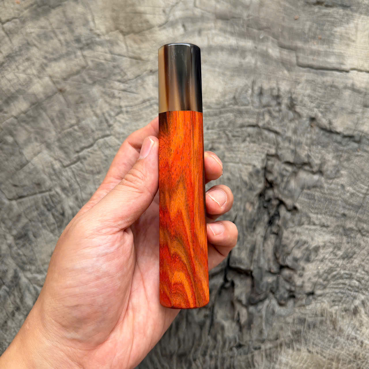 I - Orange Siamese Rosewood Wa handle, Marble horn ferrule, 140mm handle