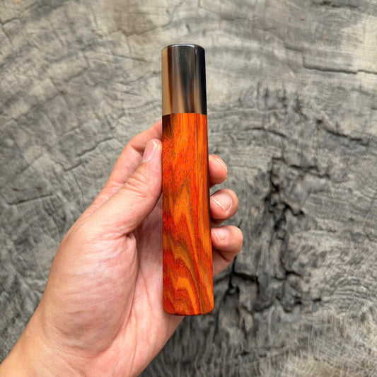 I - Orange Siamese Rosewood Wa handle, Marble horn ferrule, 140mm handle