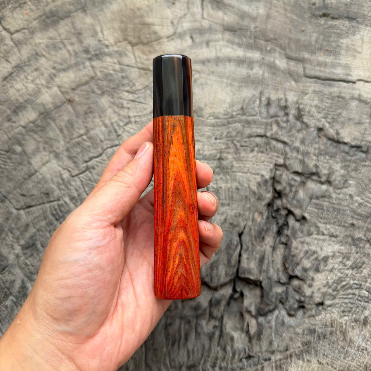 I - Orange Siamese Rosewood Wa handle, Marble horn ferrule, 140mm handle