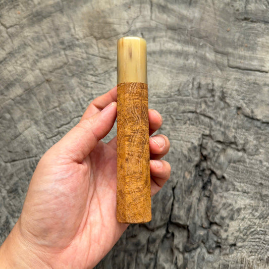 I- 2 Teak Burl Wa Handle, Marble Horn  Ferrule, 135mm handle