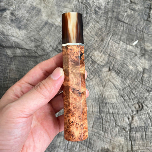 I- 4 Dragon blood burl Wa handle, Dark Marble horn ferrule, Nickel spacer - 135mm