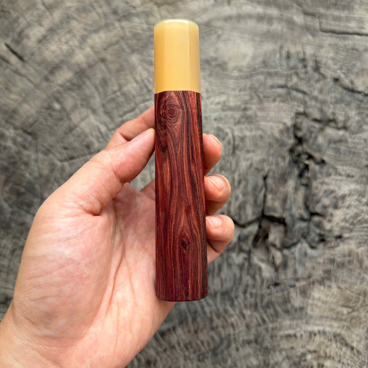 I -5 Eye Siamese Rosewood wa handle , White horn Ferrule , 140mm handle