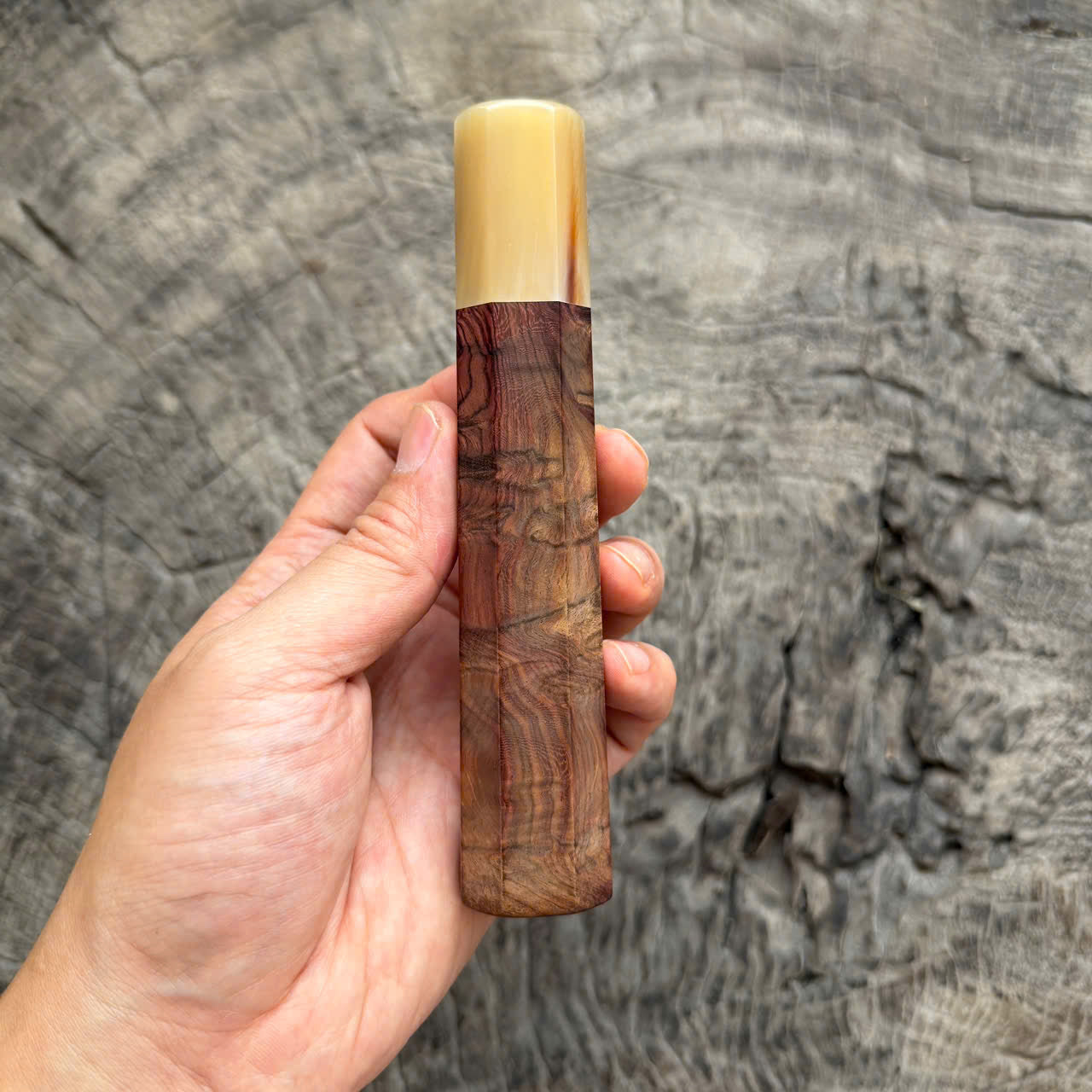 I - 6 Purple Burl Rosewood Wa handle, White horn ferrule, 145 mm handle