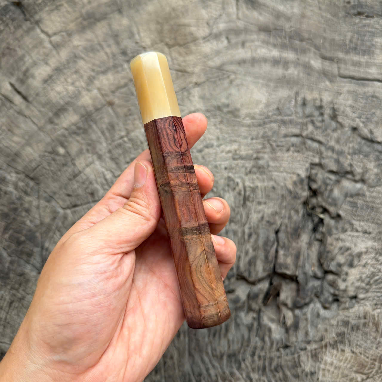 I - 6 Purple Burl Rosewood Wa handle, White horn ferrule, 145 mm handle