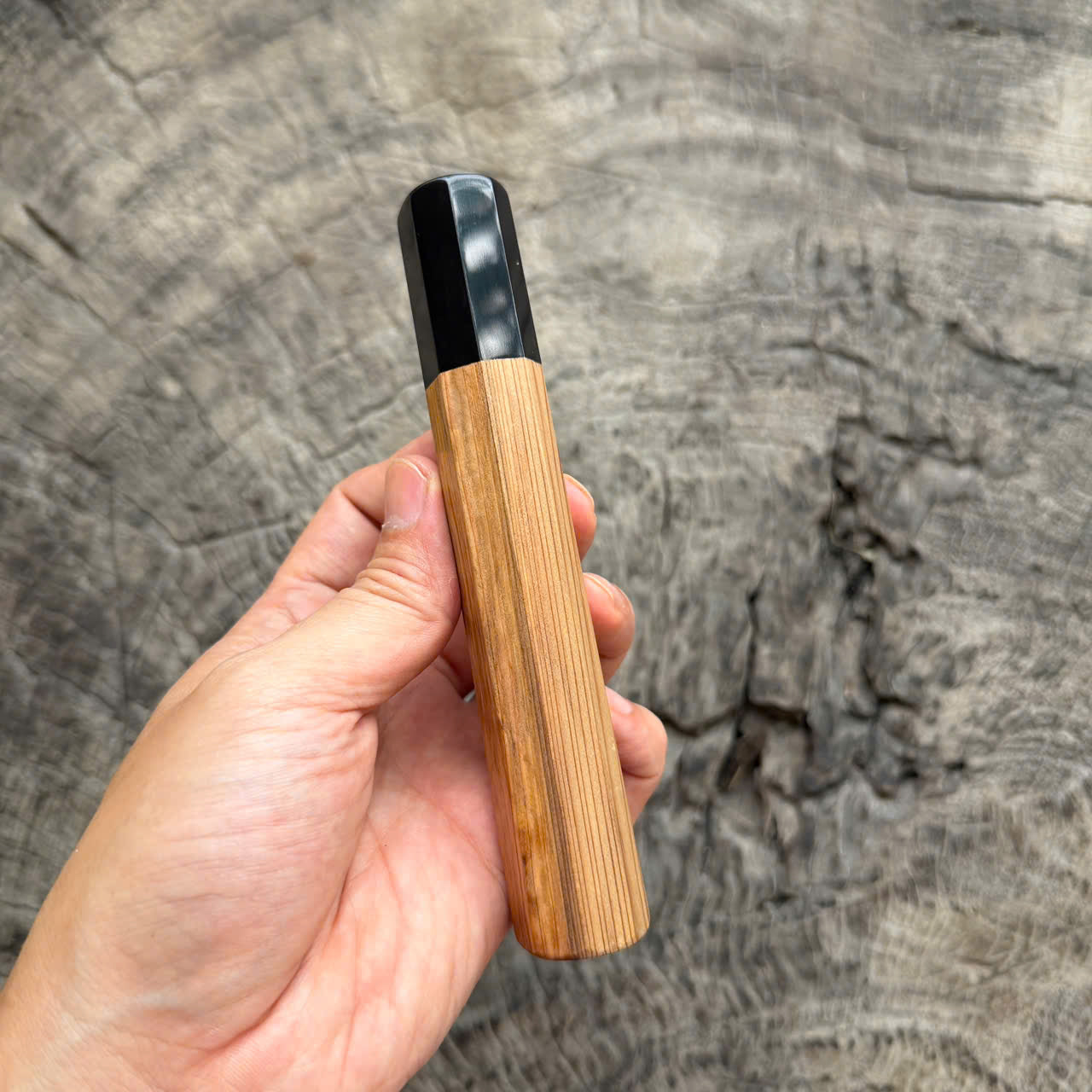 I - 4 Two tone Japanese Tamamoku Cedar, black horn ferrule, 145 mm handle