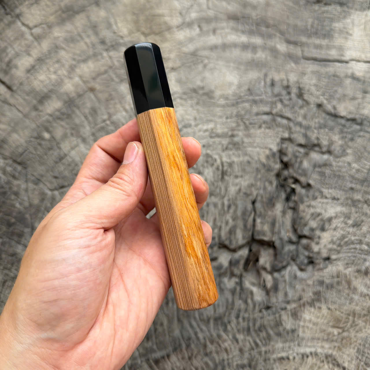 I - 4 Two tone Japanese Tamamoku Cedar, black horn ferrule, 145 mm handle