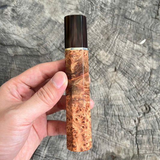 I- 4 Dragon blood burl Wa handle, Dark Marble horn ferrule, Nickel spacer - 135mm
