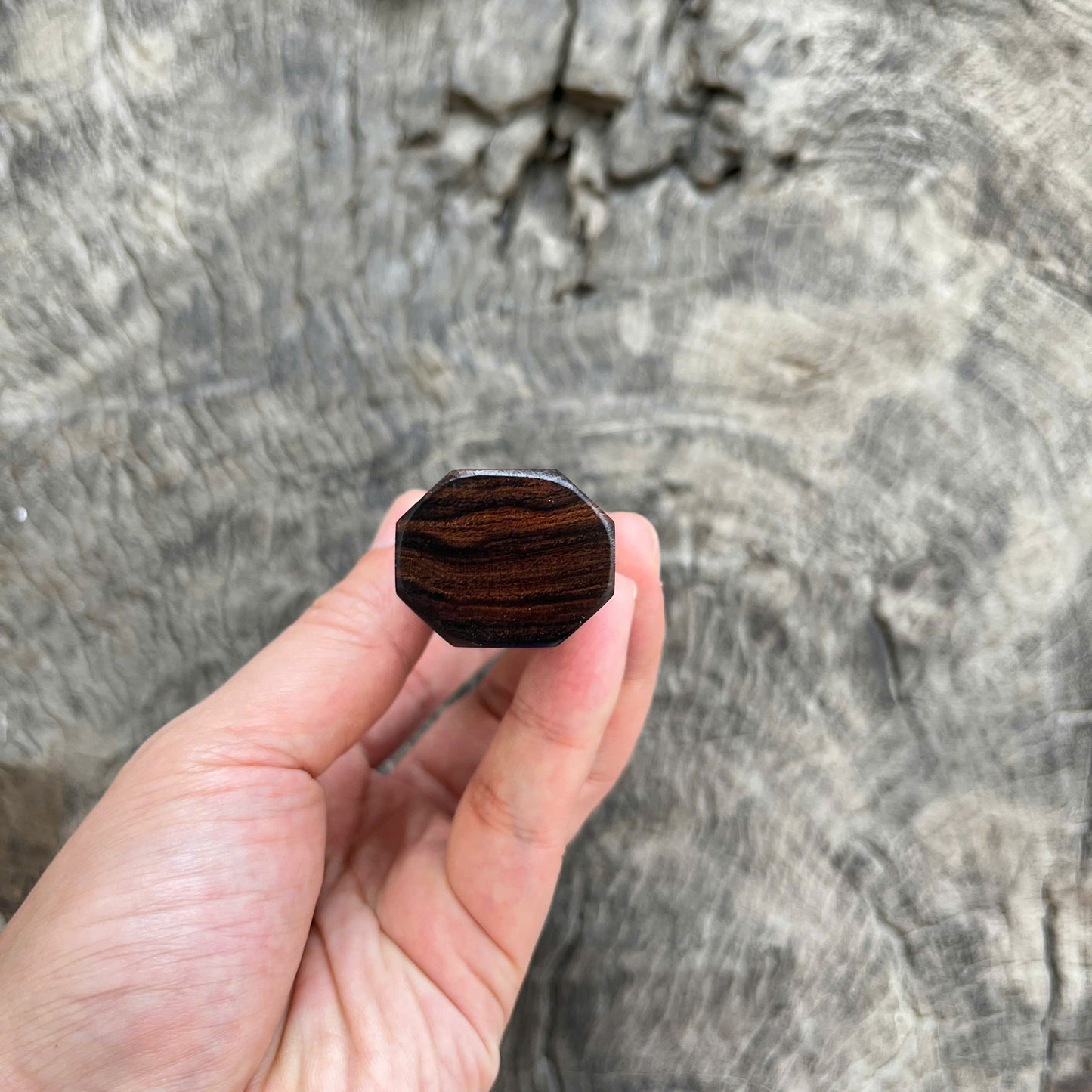 I -3 Desert Ironwood Wa handle, Marble horn Ferrule, Copper Spacer - 145 mm