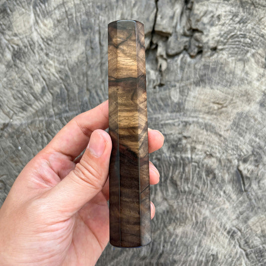 I - Rare Curly Black White Siamese Rosewood Wa handle, Mono- 140mm