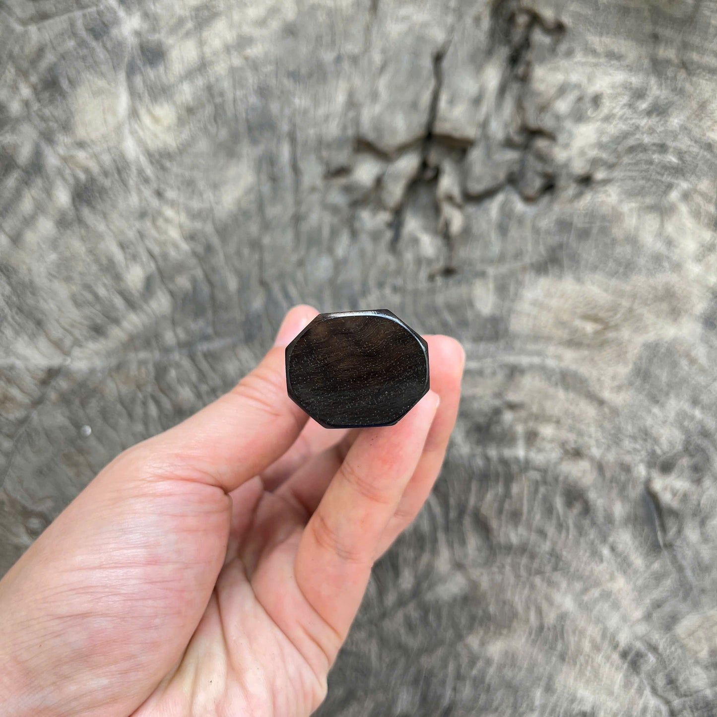 I - Rare Curly Black White Siamese Rosewood Wa handle, Mono- 140mm