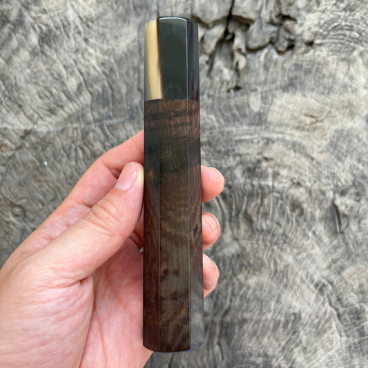 I - 2 Cool Curly Black Siamese Rosewood Wa handle, Marble horn Ferrule, 145 mm