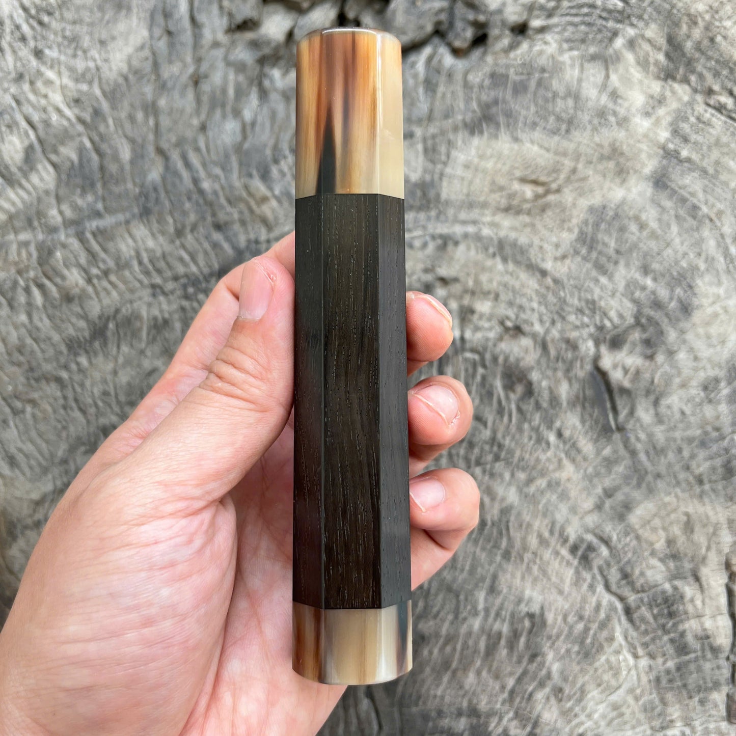 I - 21 Black Siamese Rosewood Wa handle, Marble horn ferrule, End cap - 140mm