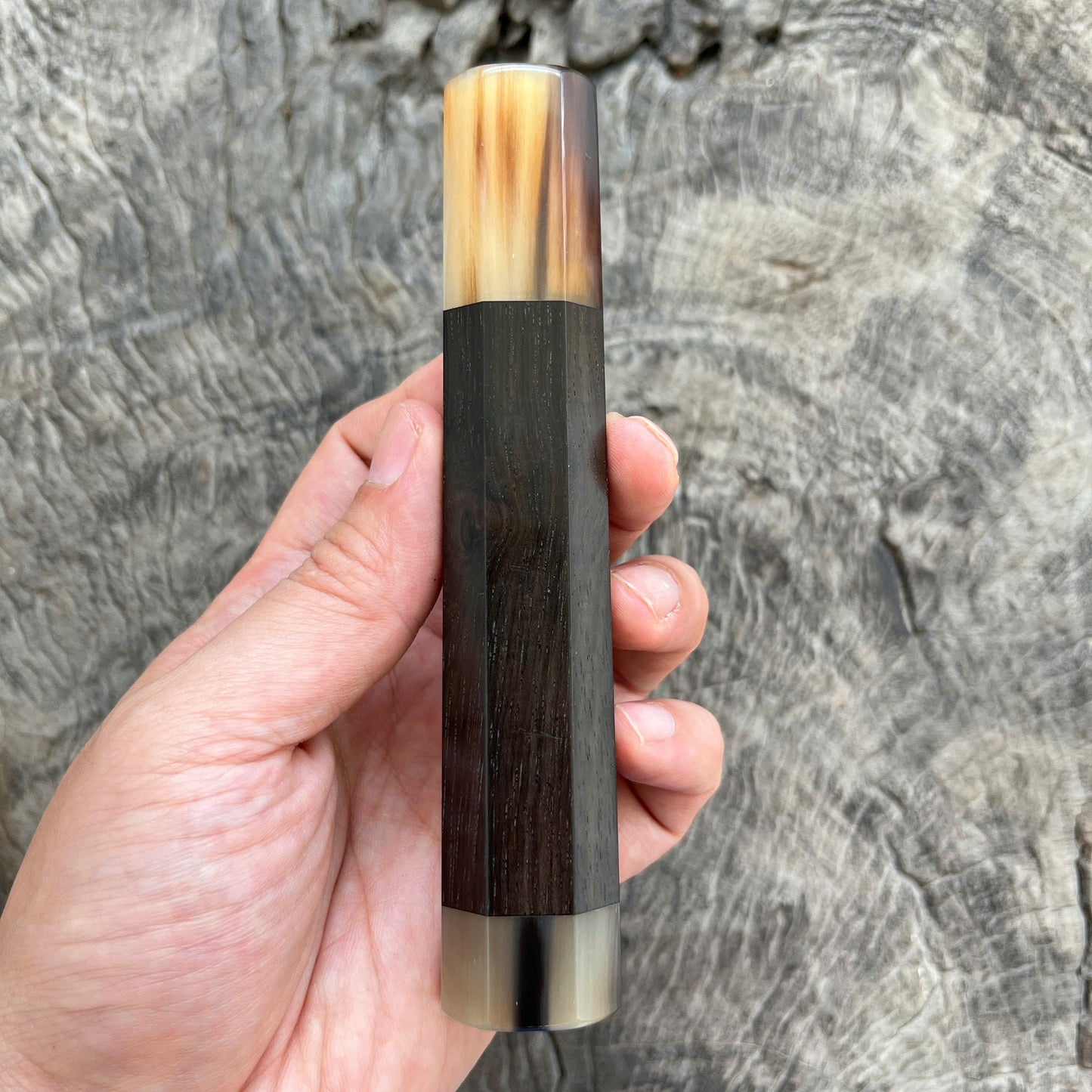 I - 21 Black Siamese Rosewood Wa handle, Marble horn ferrule, End cap - 140mm