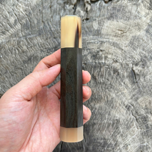 I - 27 Black Siamese Rosewood Wa handle, Marble horn ferrule, End cap - 140mm