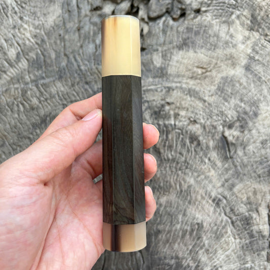 I - 27 Black Siamese Rosewood Wa handle, Marble horn ferrule, End cap - 140mm