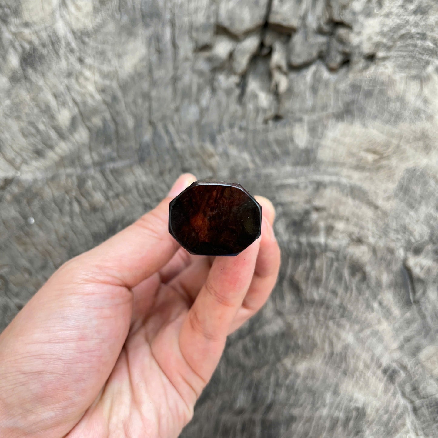 I- Rare Super Color Siamese Rosewood Wa handle, Mono - 128mm