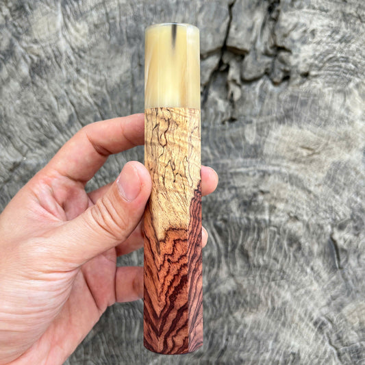 I - Rare Two Tone Curly Rosewood Wa handle, Marble horn Ferrule, 145 mm