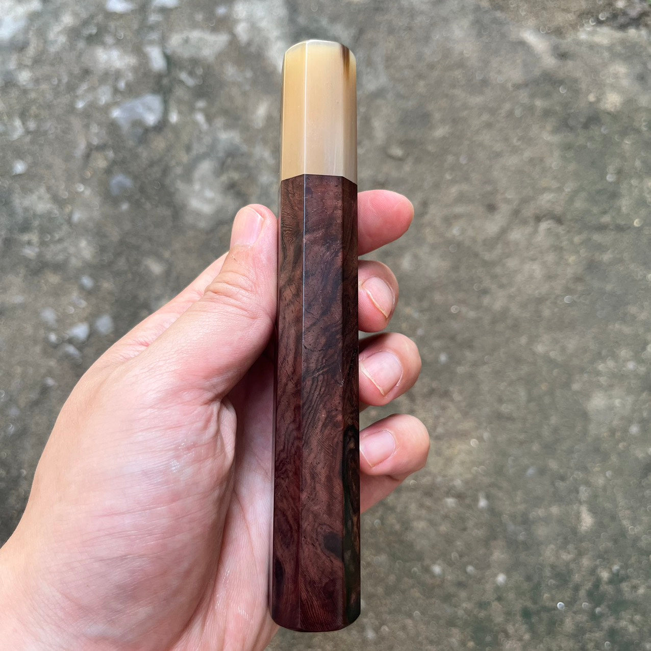 I-  Dark Grain Rosewood handle with marble horn ferrule - 145mm