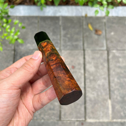 I- 5 Burl Siamese Rosewood Wa handle, Black horn ferrule, Brass spacer- 135mm