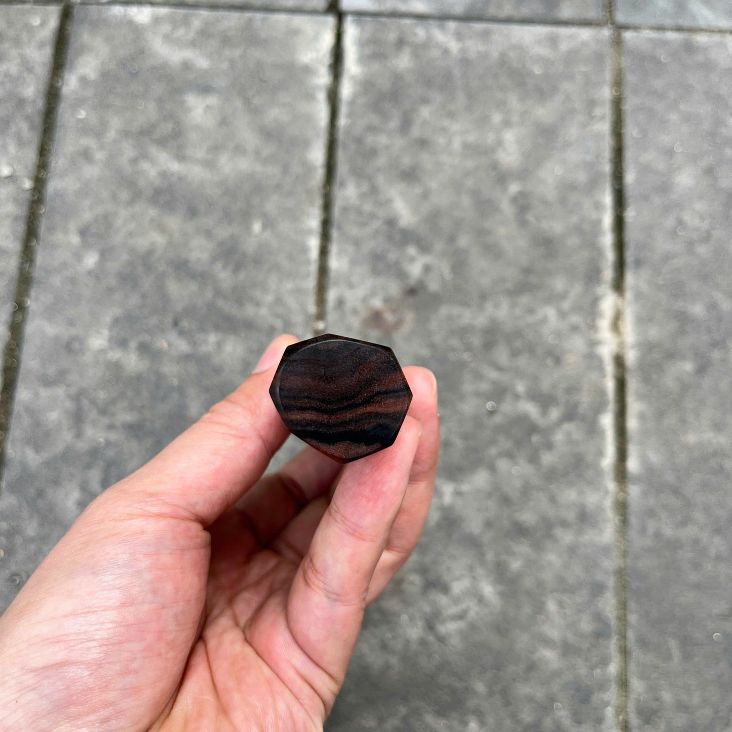 I- Macassar ebony handle, Black Ebony Top, Shield Shape- 135mm