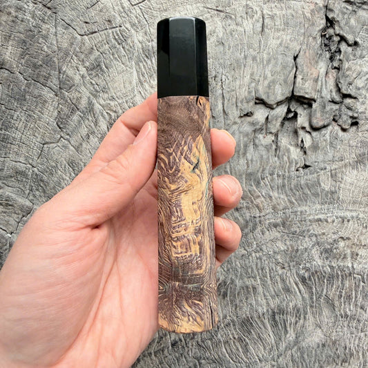 I - 6 Stabilized wood wa handle, black horn ferrule, 140mm