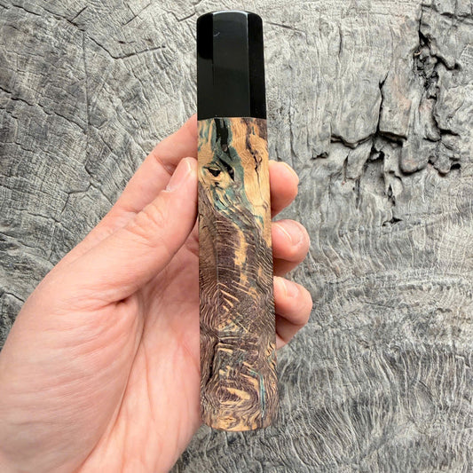 I - 6 Stabilized wood wa handle, black horn ferrule, 140mm