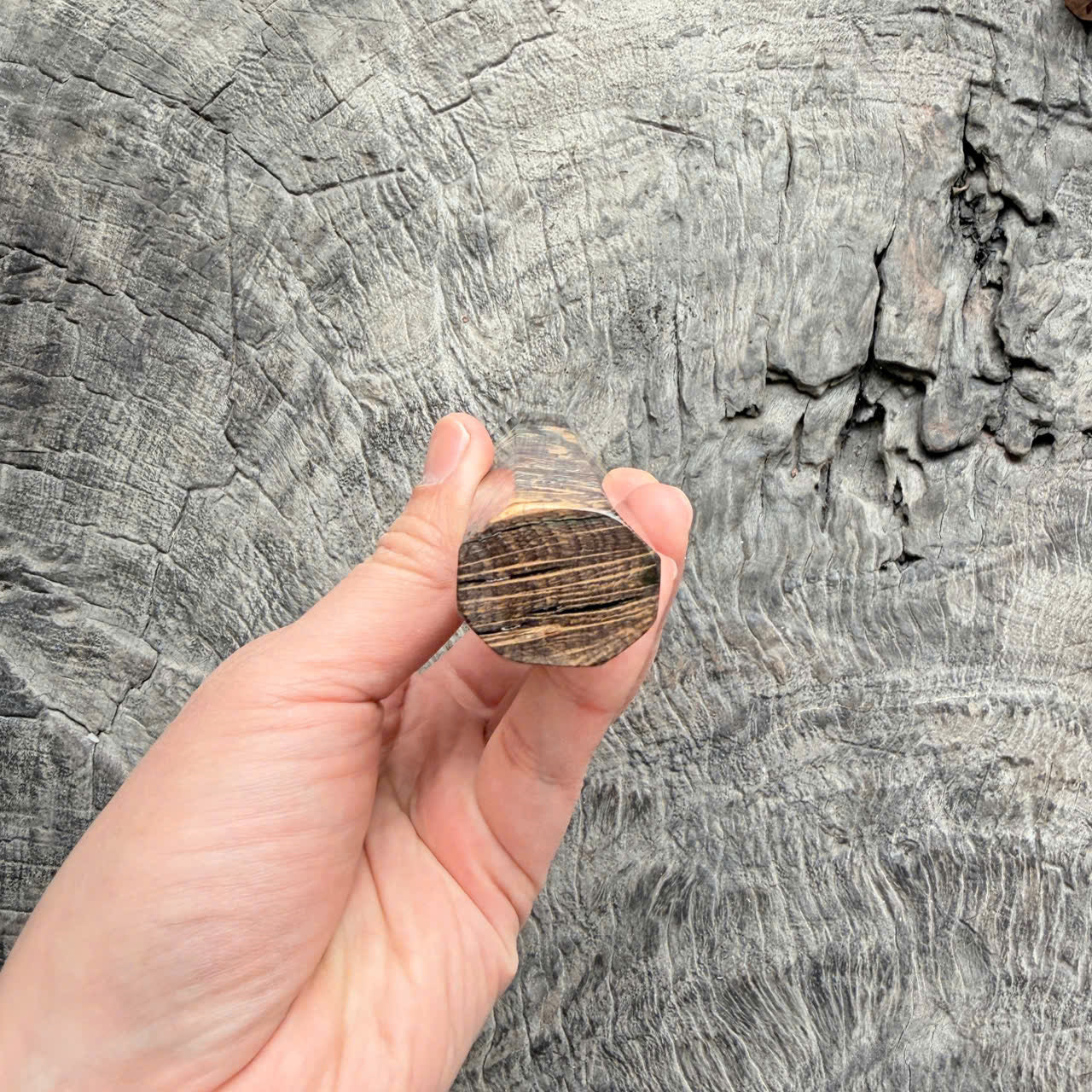 I - 6 Stabilized wood wa handle, black horn ferrule, 140mm