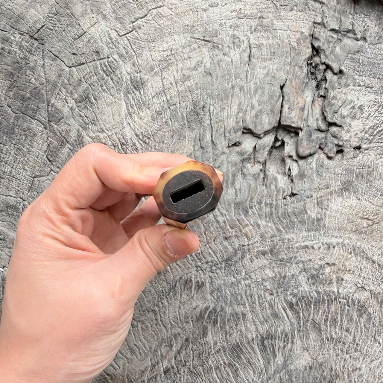 I - 2 Burl Siamese Rosewood Wa handle, Marble horn ferrule,  145 mm handle